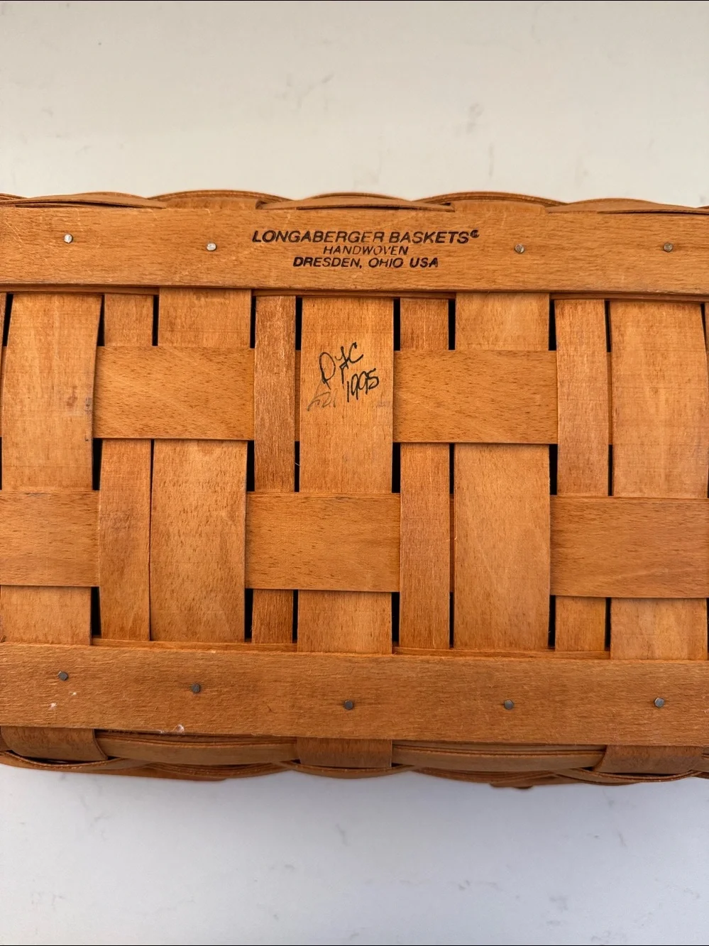 Longaberger Vintage Natural Wood Woven Basket with Dual Handles - Brown